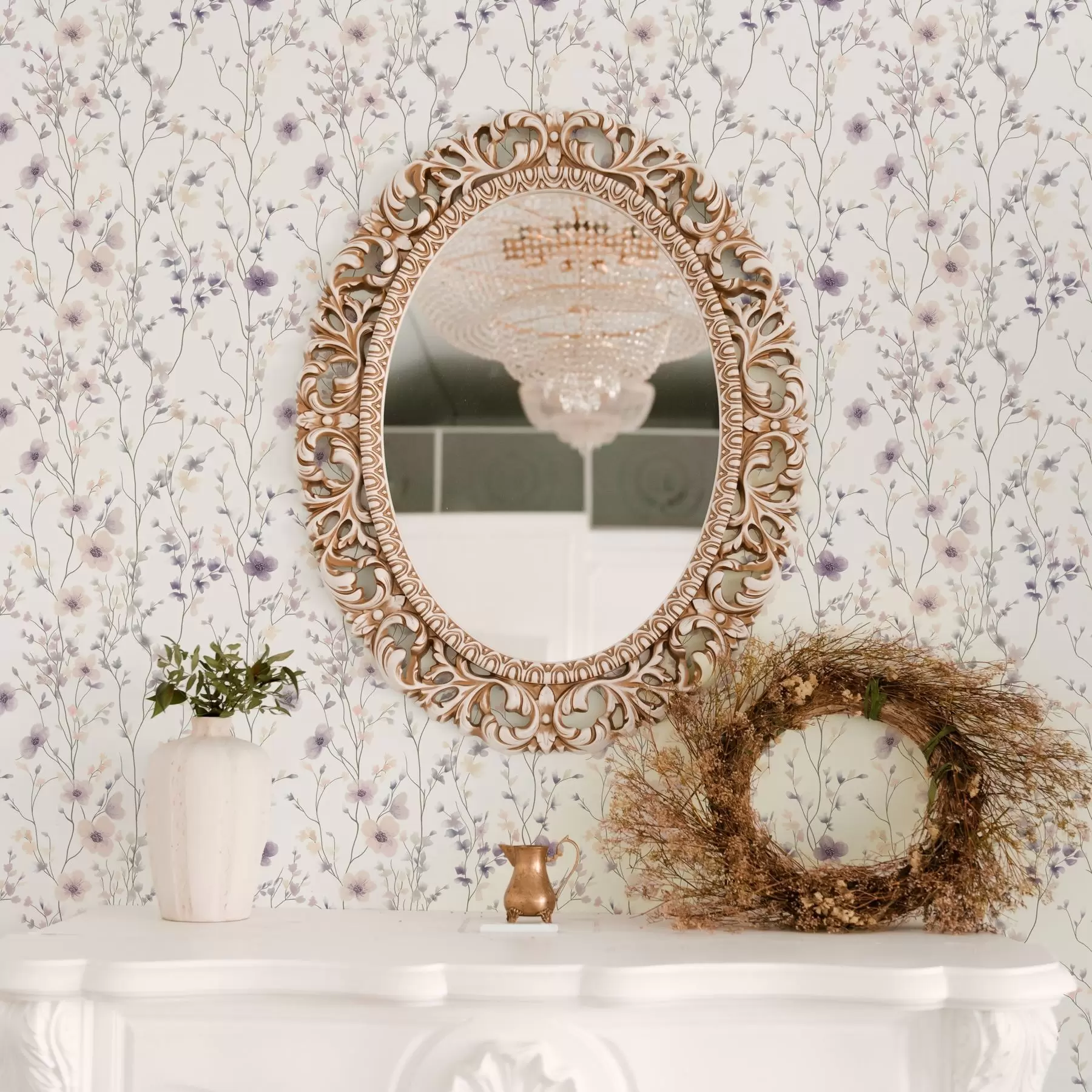 Wall Mural Photo Wallpaper Small wildflowers with thin stems on light background a00003