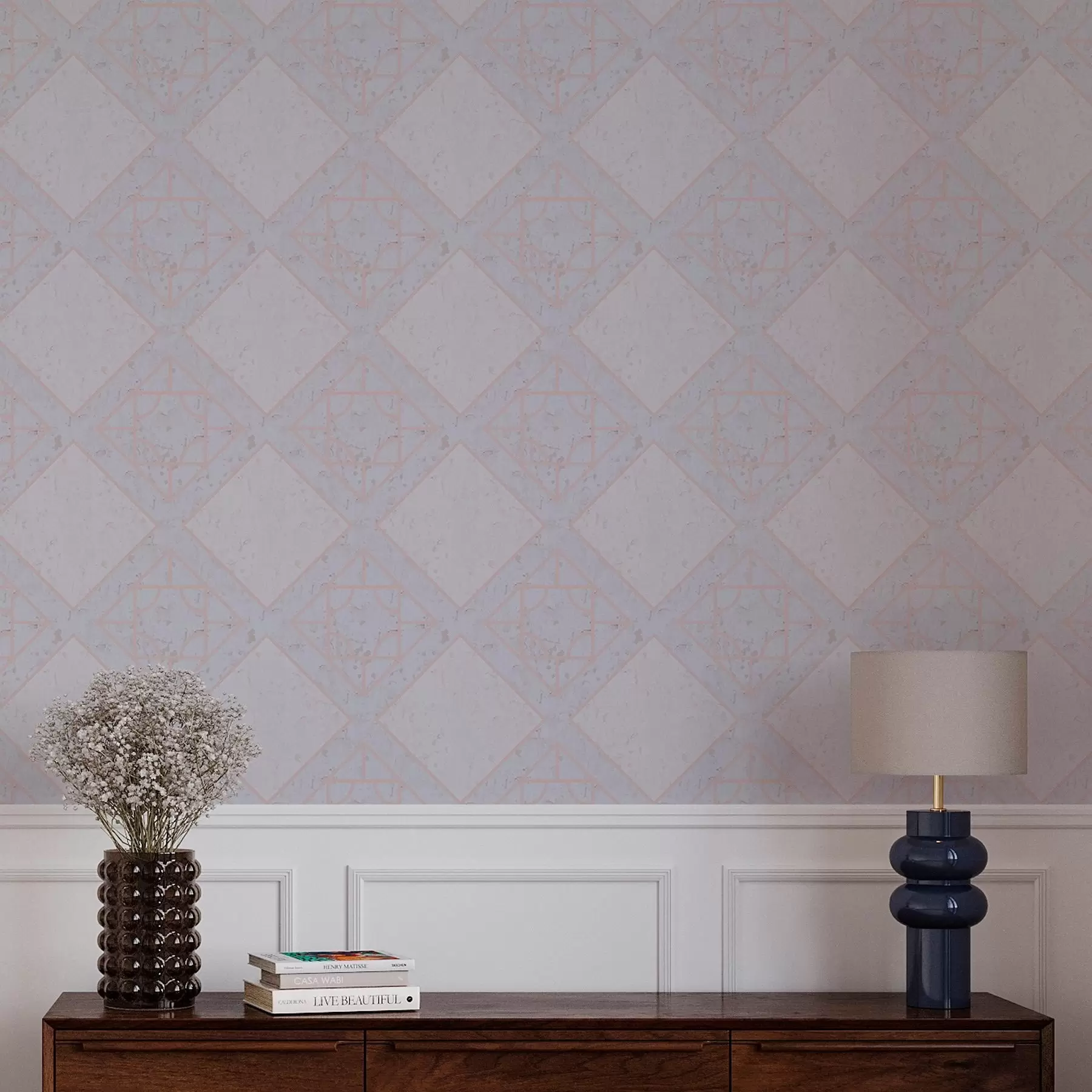 murales Rombos rodeados de un contorno rosa a00010v2