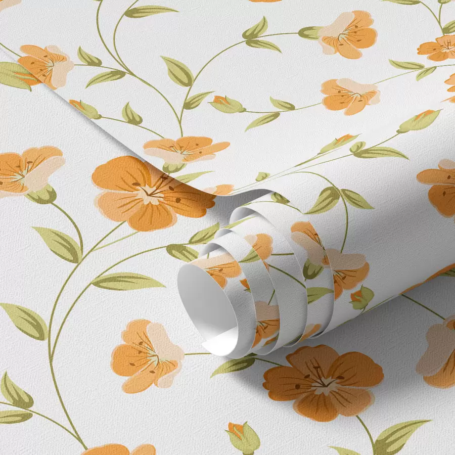 Wall Mural Photo Wallpaper Orange flowers on white background a00015