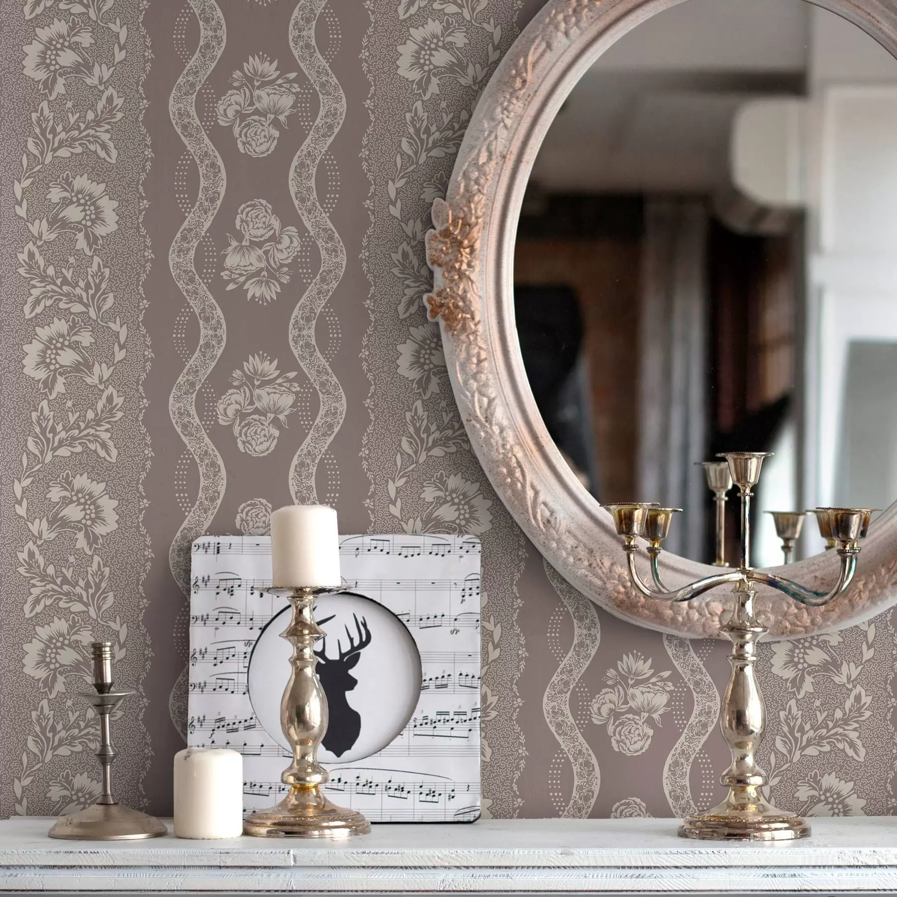 Wall Mural Photo Wallpaper Gentle geometric ornament with flowers and curved lines a00033