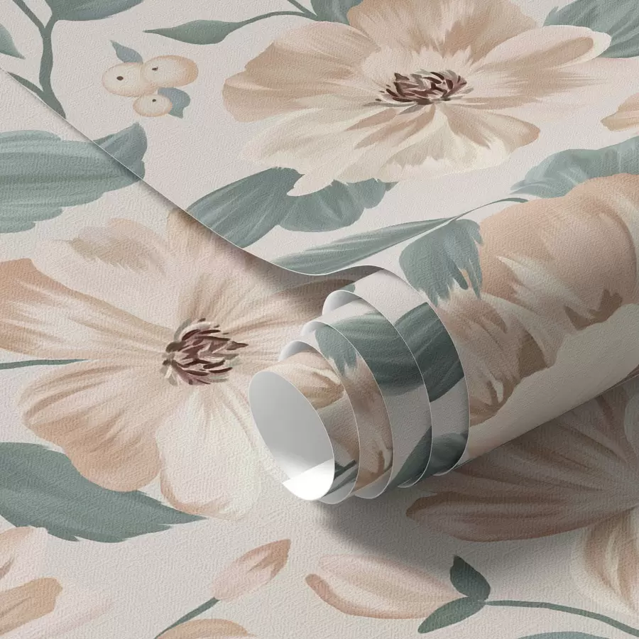 murales Delicado arreglo floral en tonos pastel a00043