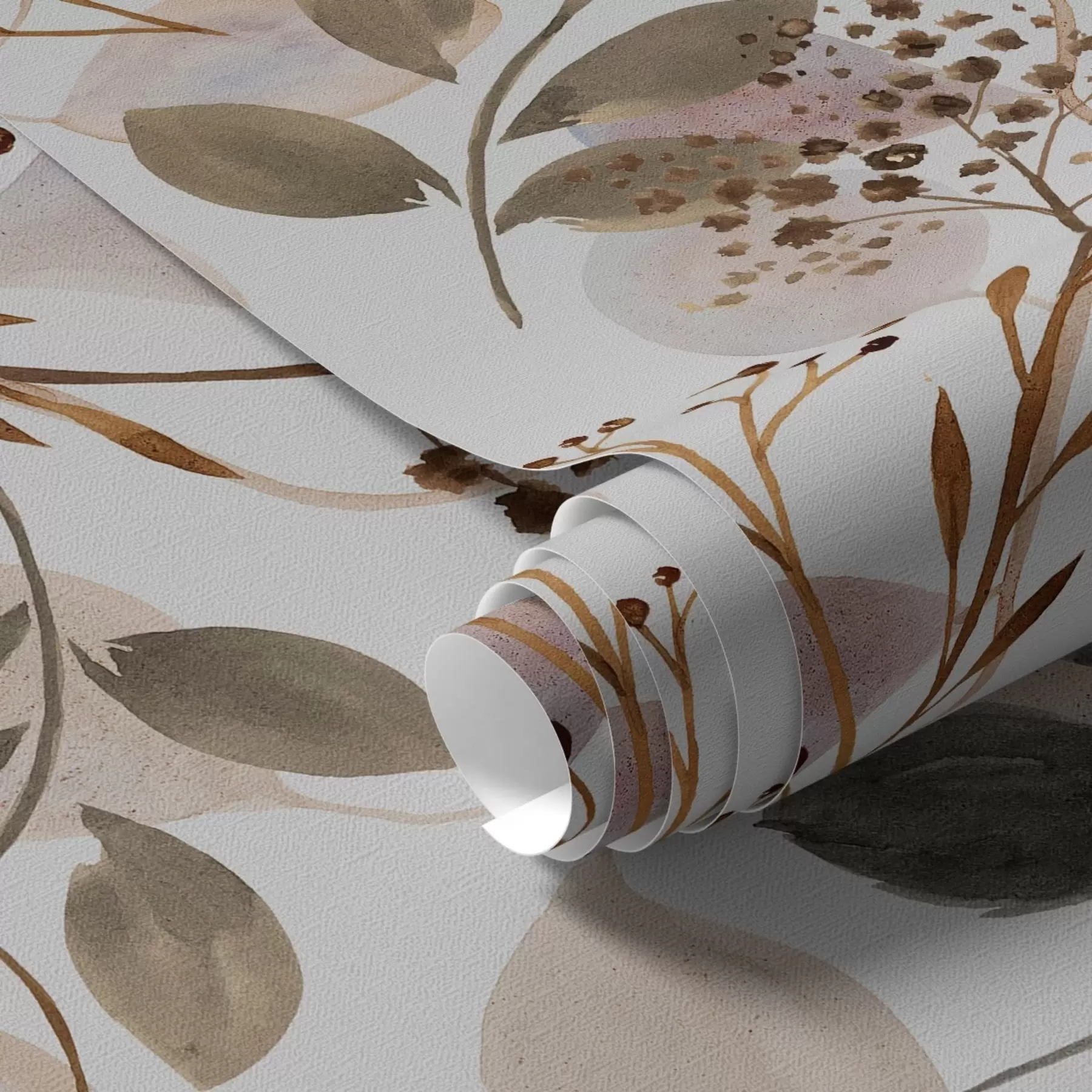 Wall Mural Photo Wallpaper Autumn leaves in watercolor style a00048