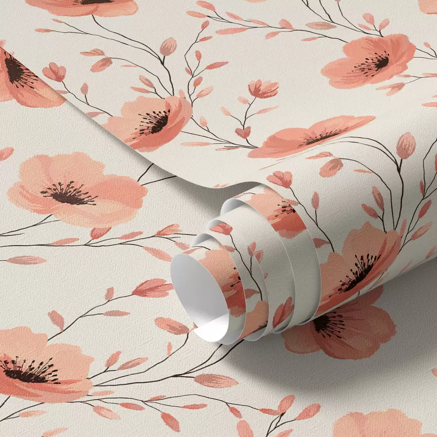 Wall Mural Photo Wallpaper Pink poppies on stems a00083