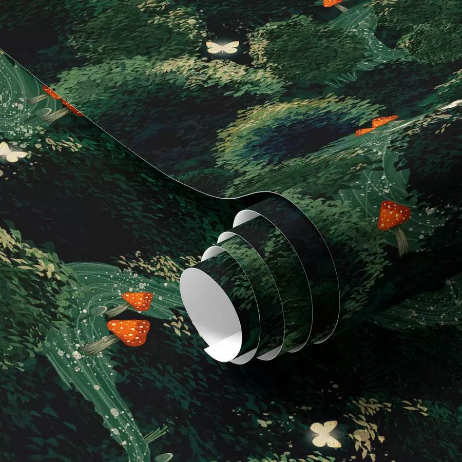 murales Frondosas copas de árboles y setas de colores a00087