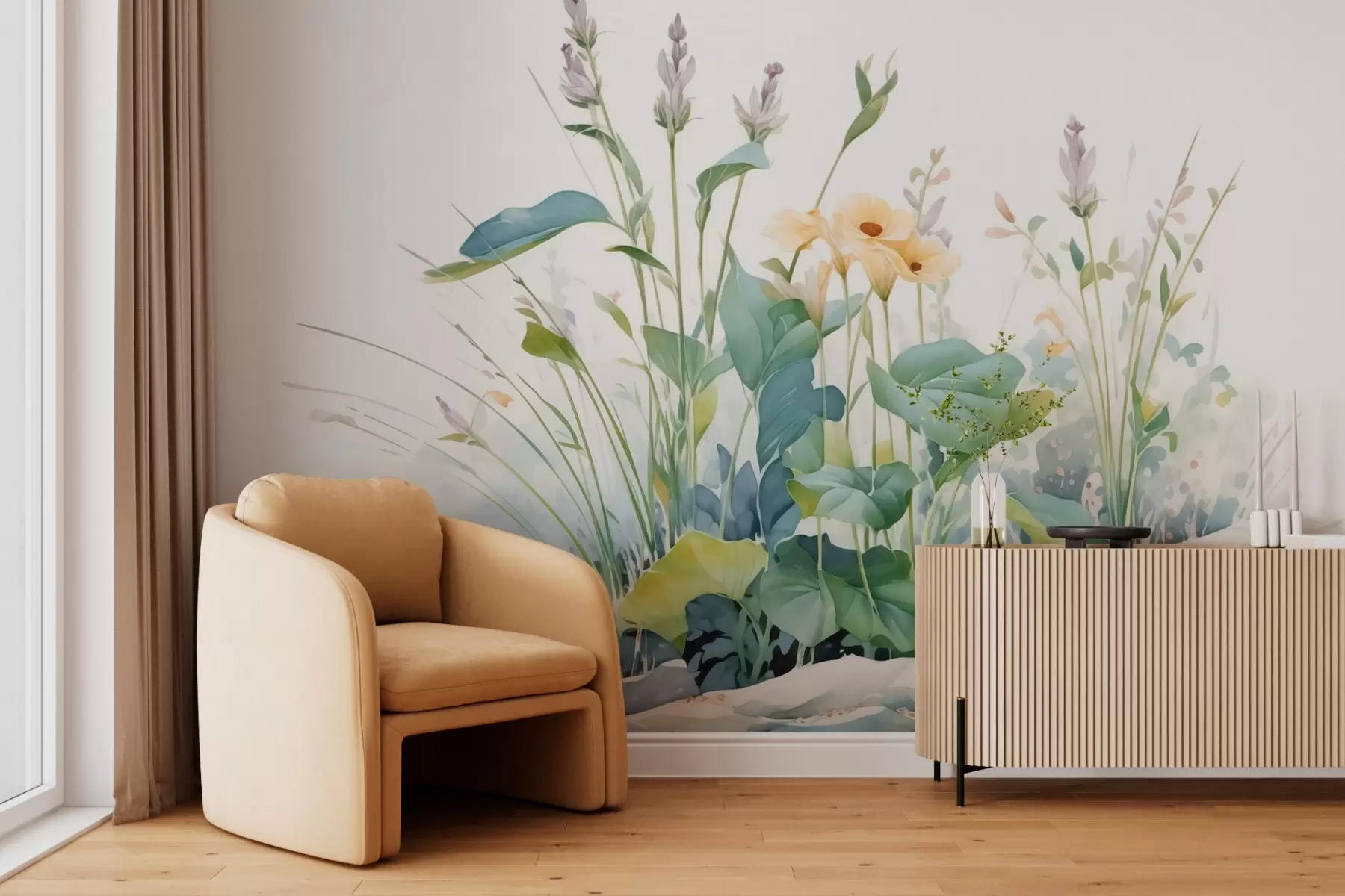wall murals Vegetation imitation of watercolor w03464