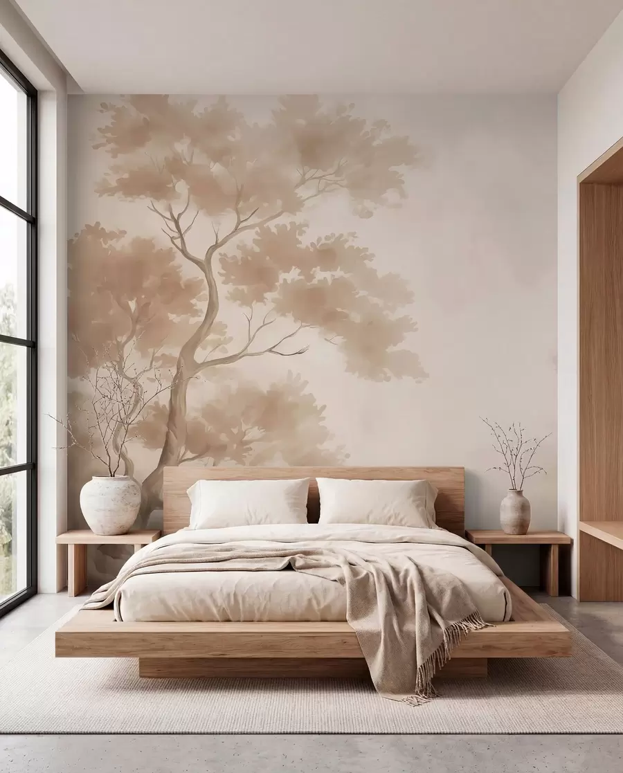 peintures murales Imitation d'arbre en aquarelle floue w03471