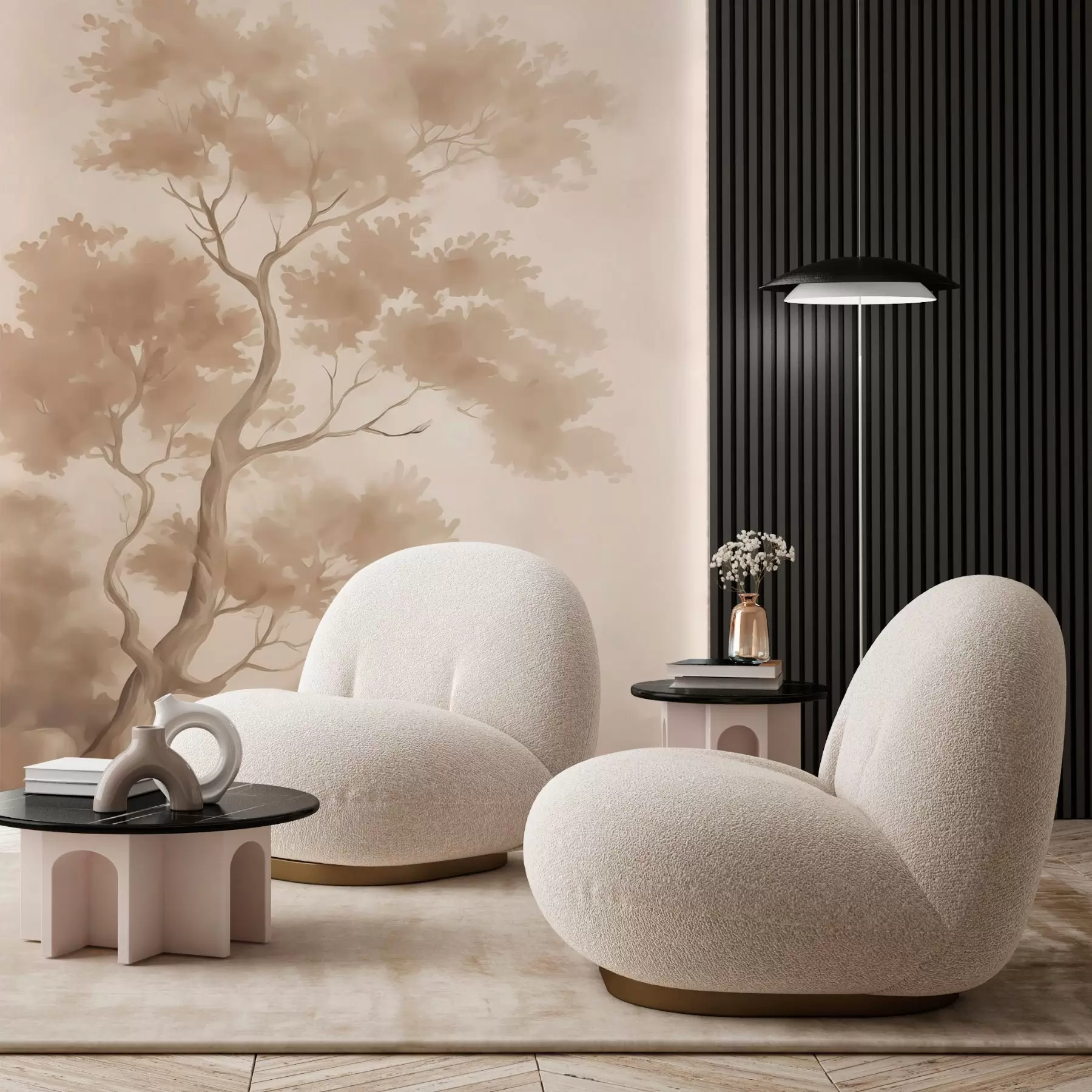 murales Árbol imitación acuarela difuminada w03471