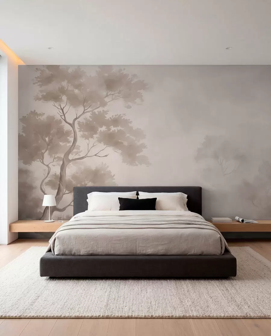 wall murals Tree imitation of watercolor blurred w03471v1