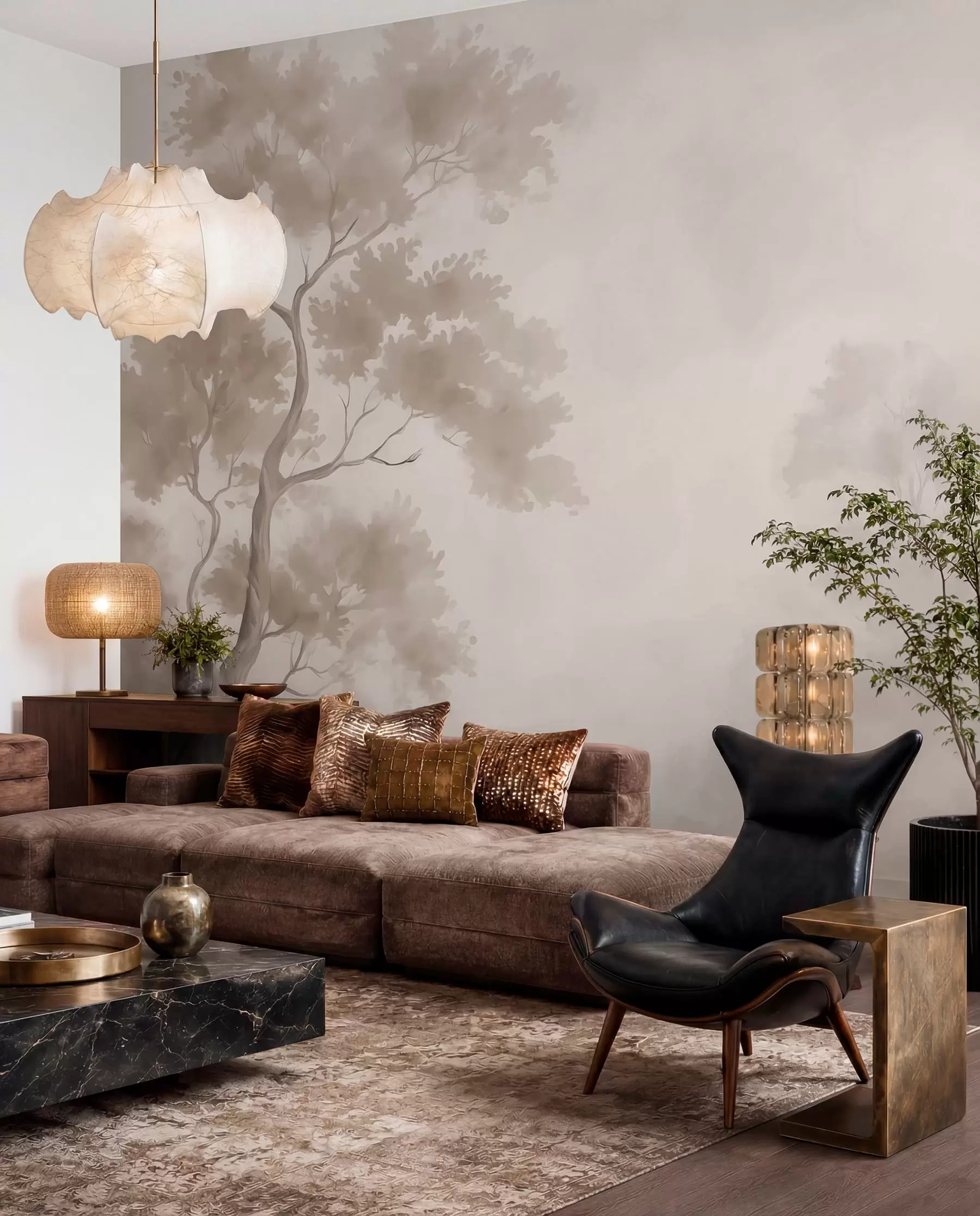 wall murals Tree imitation of watercolor blurred w03471v1