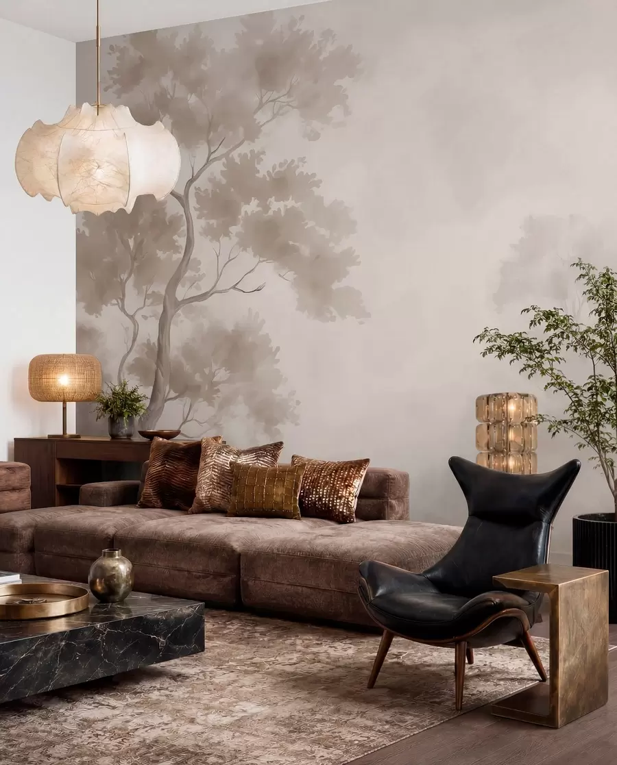 wall murals Tree imitation of watercolor blurred w03471v1