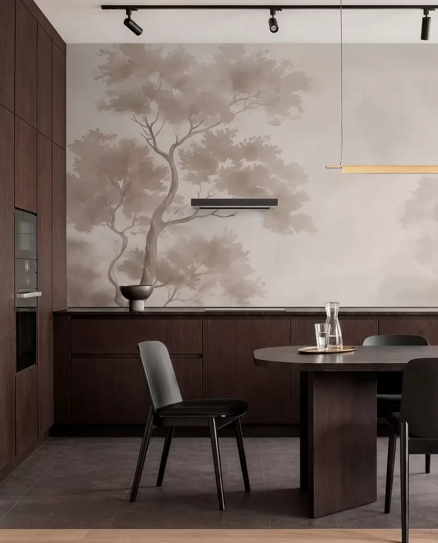 wall murals Tree imitation of watercolor blurred w03471v1