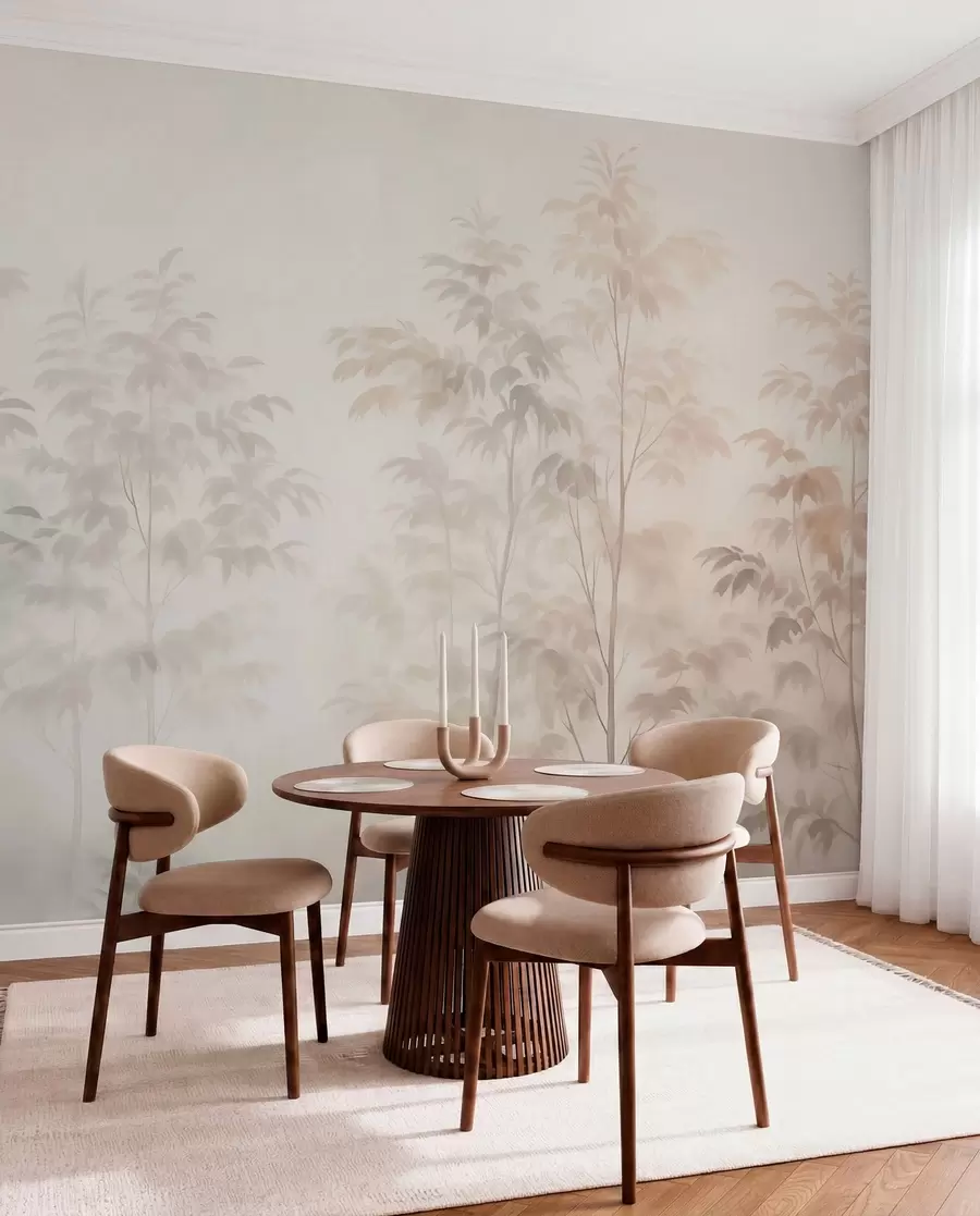 peintures murales Arbres imitation aquarelle couleurs chaudes w03474