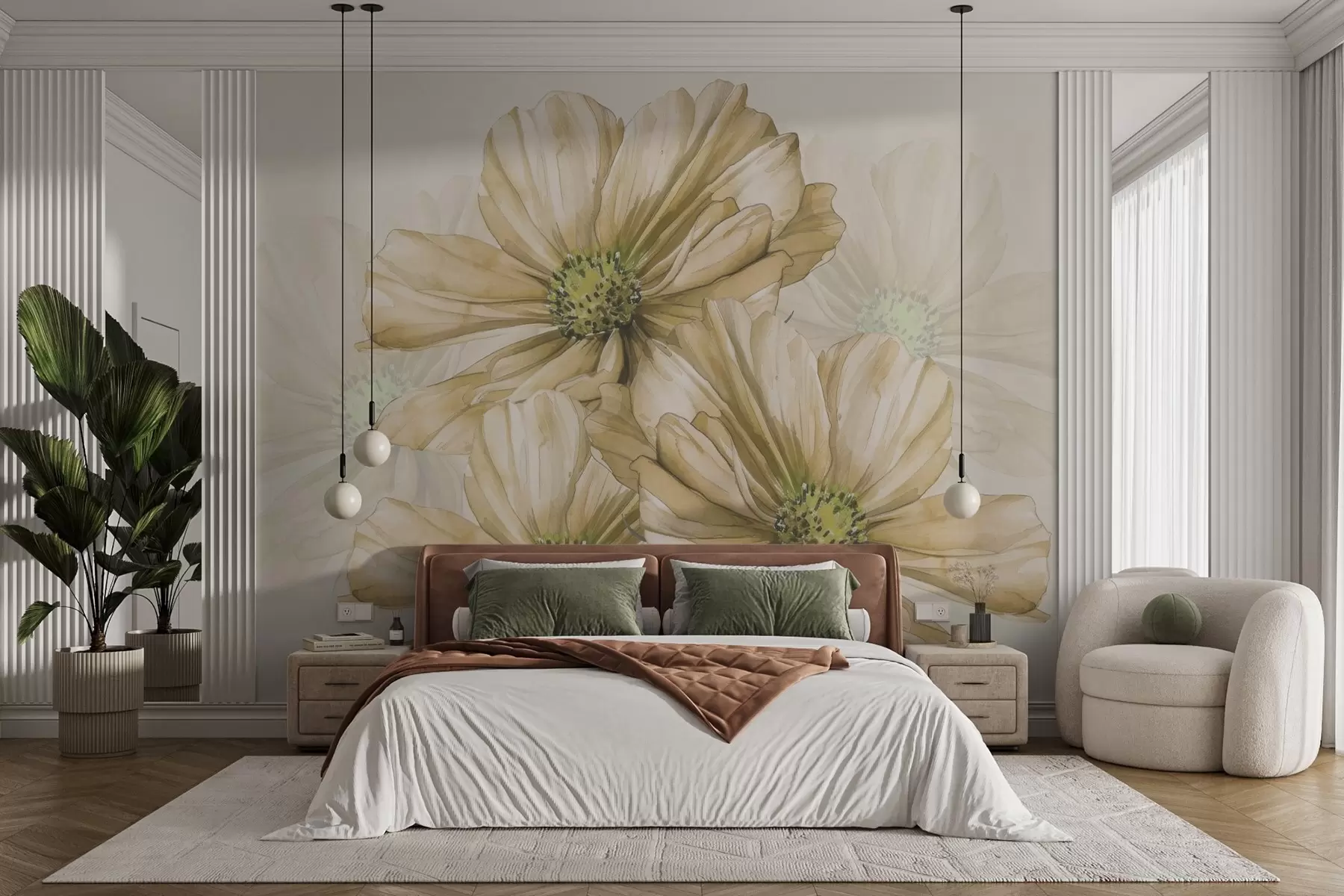 wall murals Large yellow flowers w03481v1