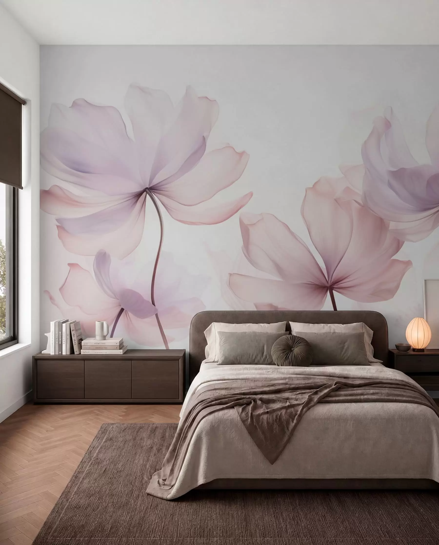 peintures murales Fleurs épanouies dans des tons roses doux w03521