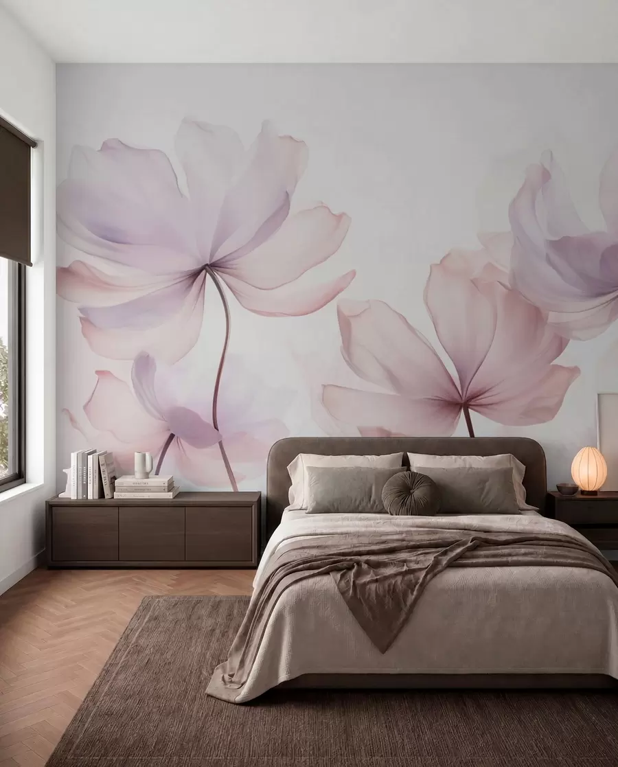 peintures murales Fleurs épanouies dans des tons roses doux w03521