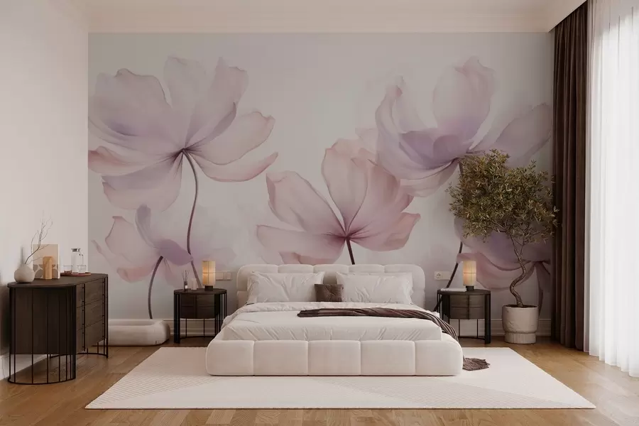 murales Flores en tonos rosa suave w03521