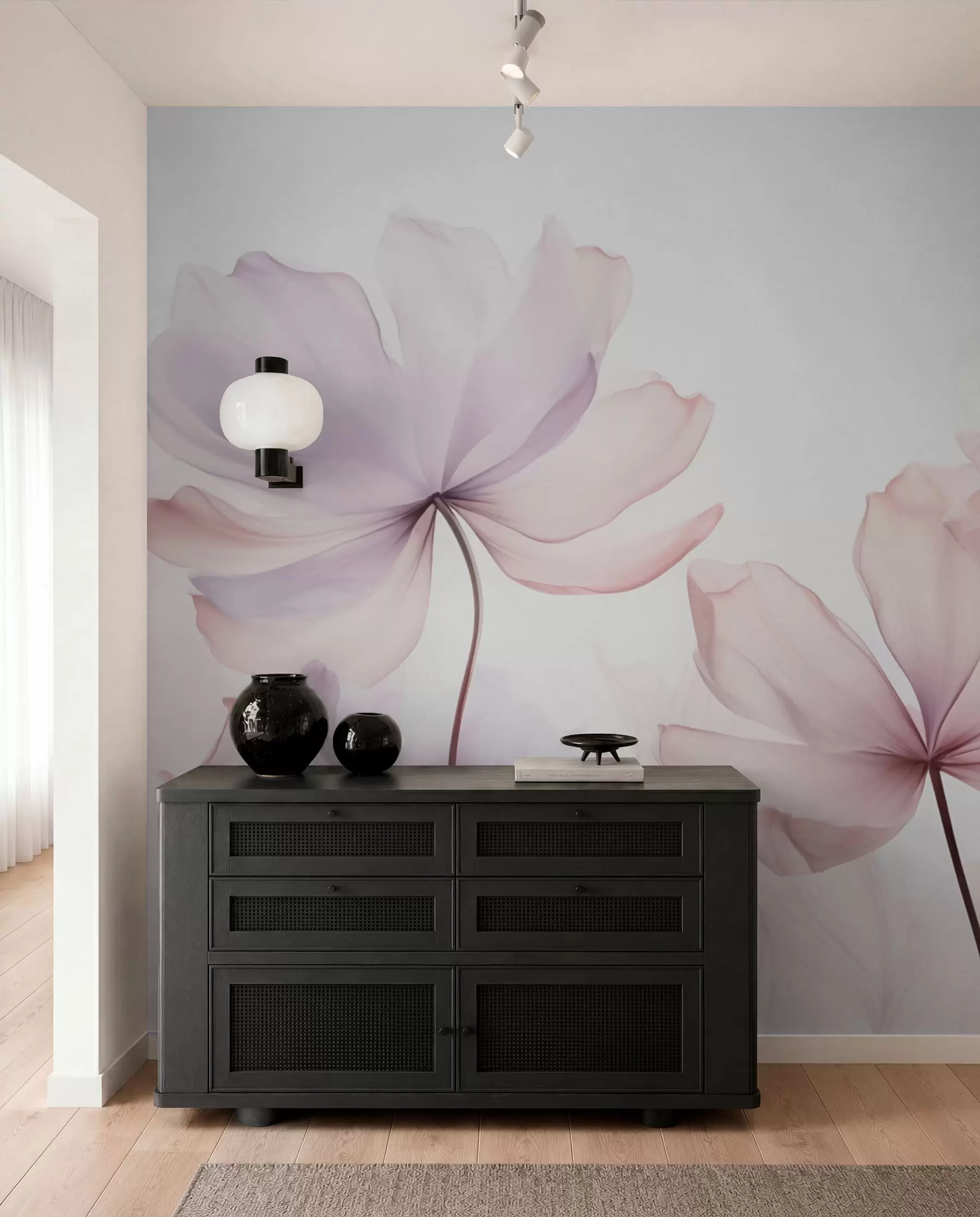 wall murals Blooming flowers in soft pink tones w03521