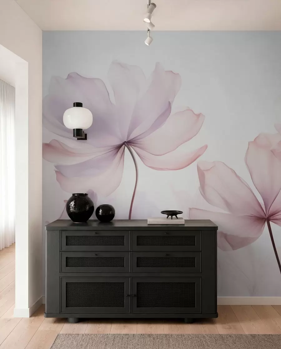 peintures murales Fleurs épanouies dans des tons roses doux w03521