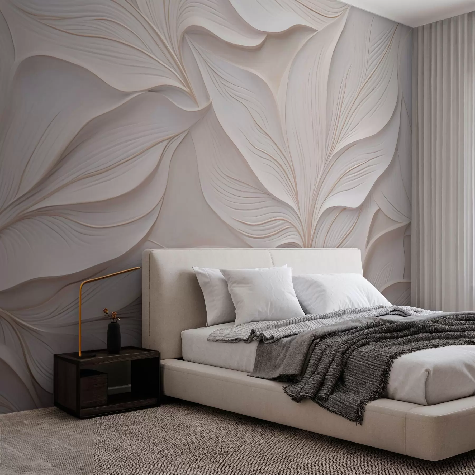 Wall Mural Photo Wallpaper Delicate foliage in the style of bas-relief w03520