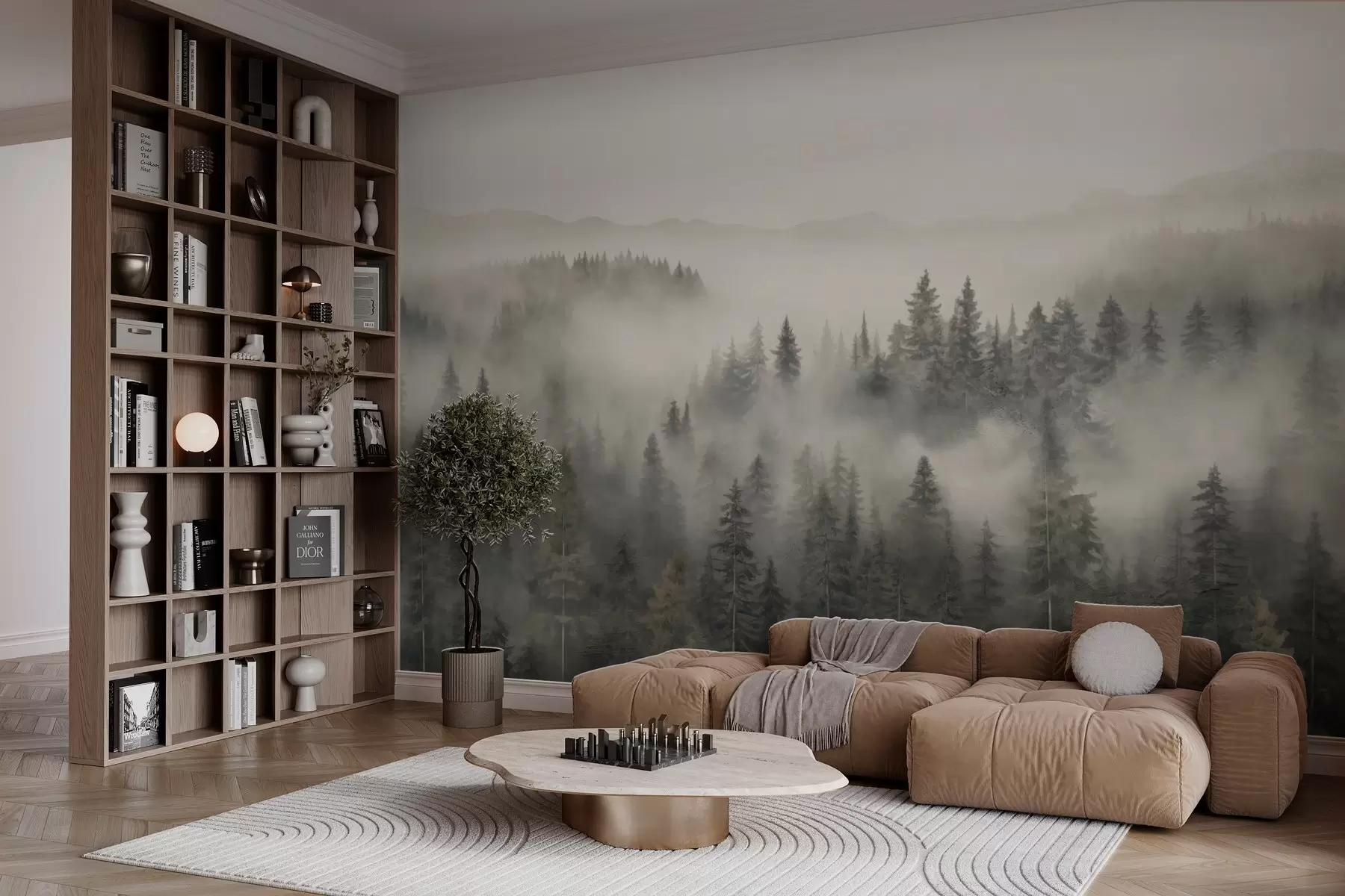 Wall Mural Photo Wallpaper Foggy coniferous forest w03524