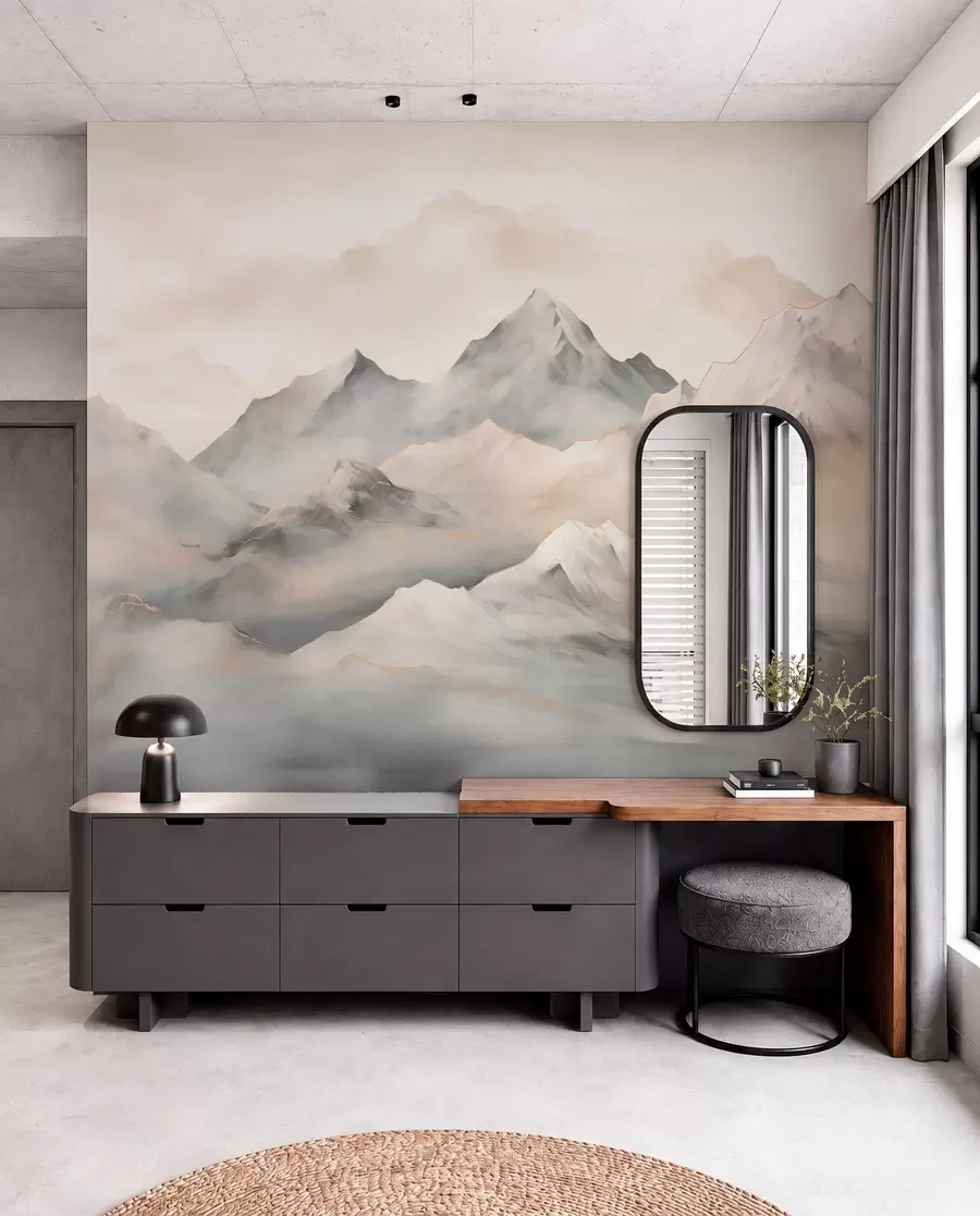 peintures murales Montagnes brumeuses w03519
