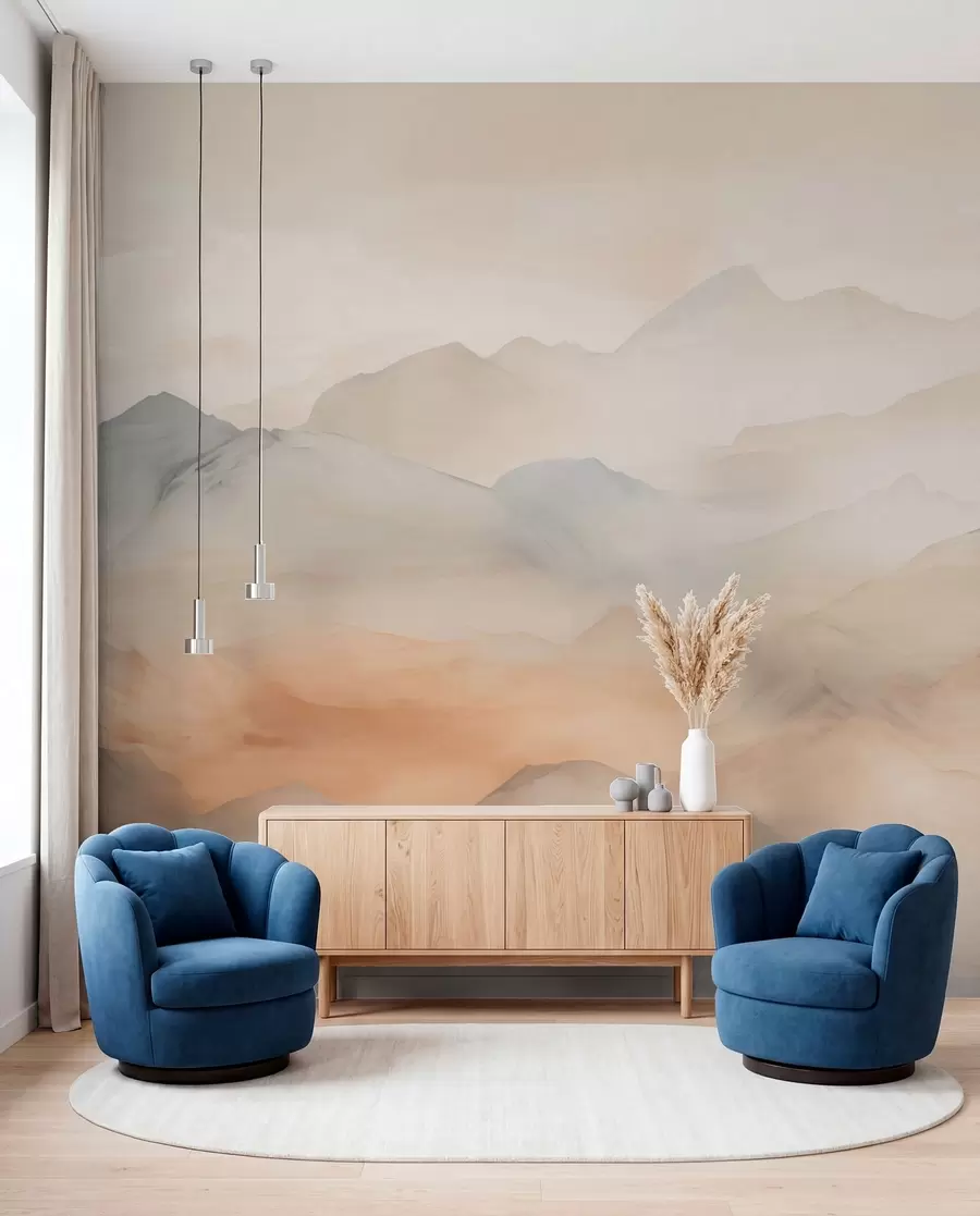 murales Montañas brumosas de colores suaves w03535