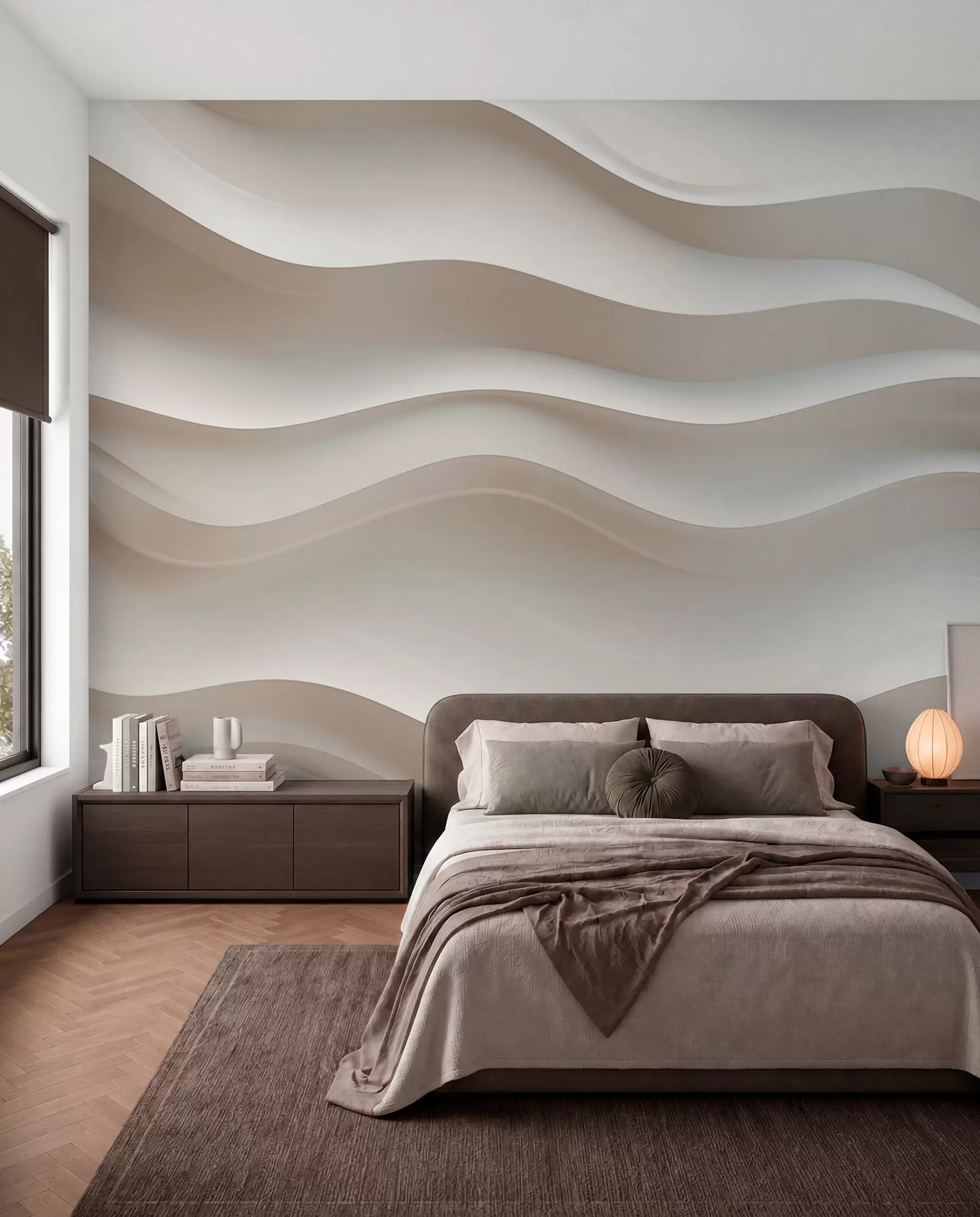 Wall Mural Photo Wallpaper 3D white and gray waves w08939