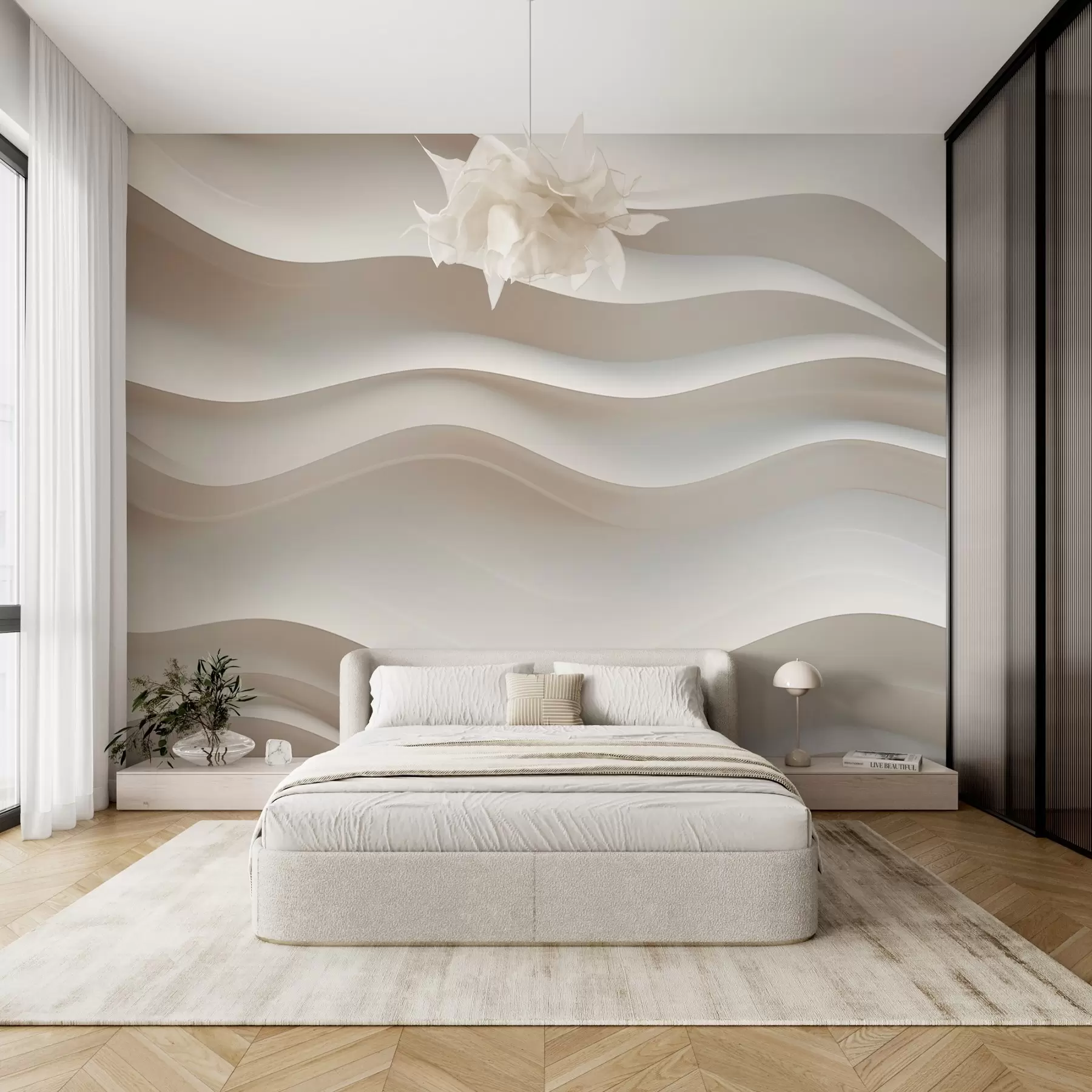 Wall Mural Photo Wallpaper 3D white and gray waves w08939