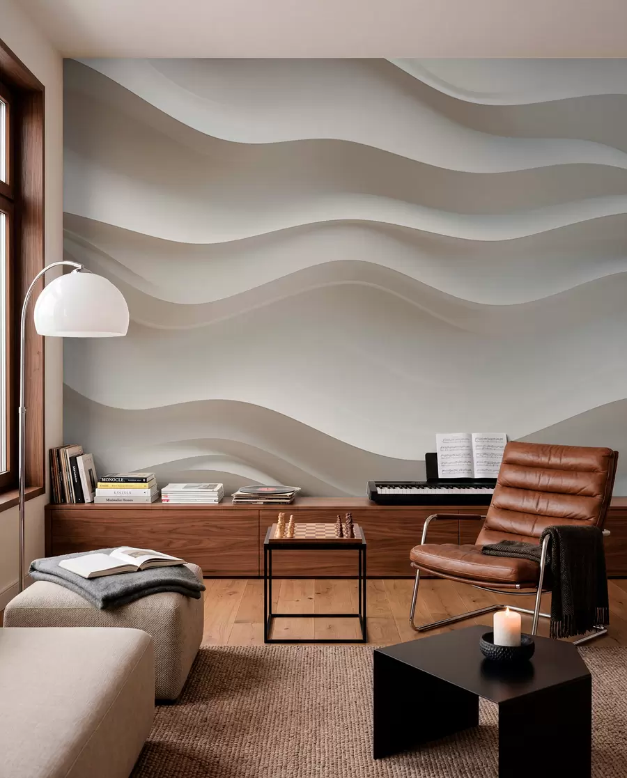 Wall Mural Photo Wallpaper 3D white and gray waves w08939