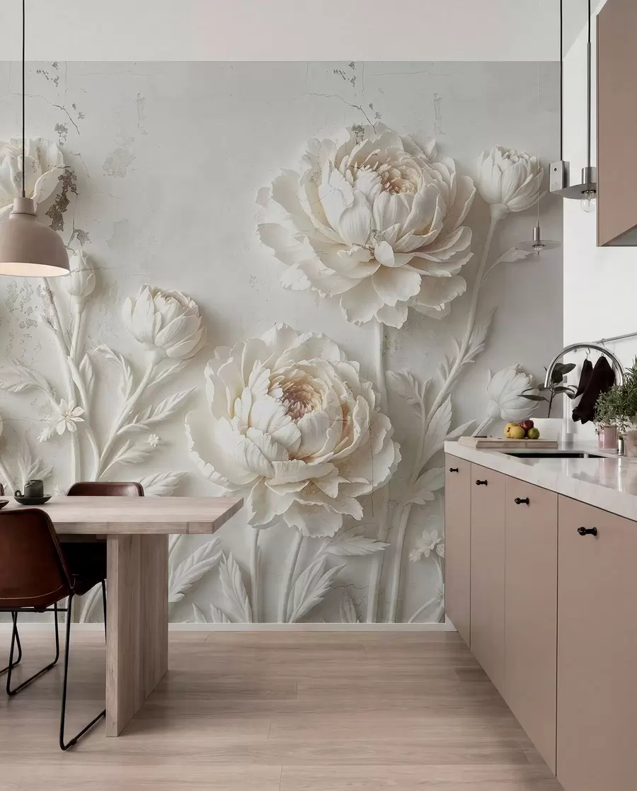 wall murals Flowers on a concrete background grunge style w03553
