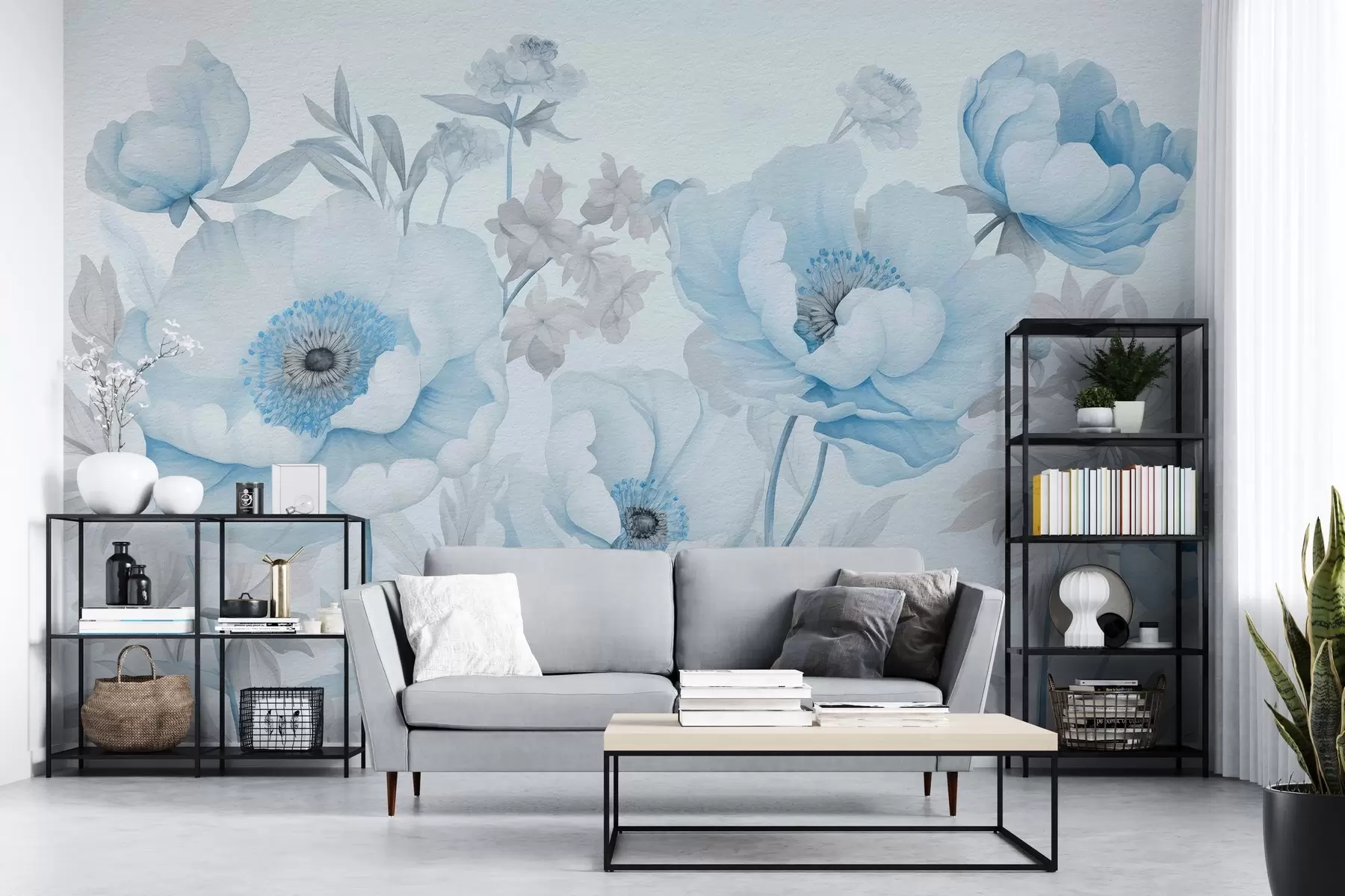 wall murals Watercolor painted bouquet of flowers w03555v1