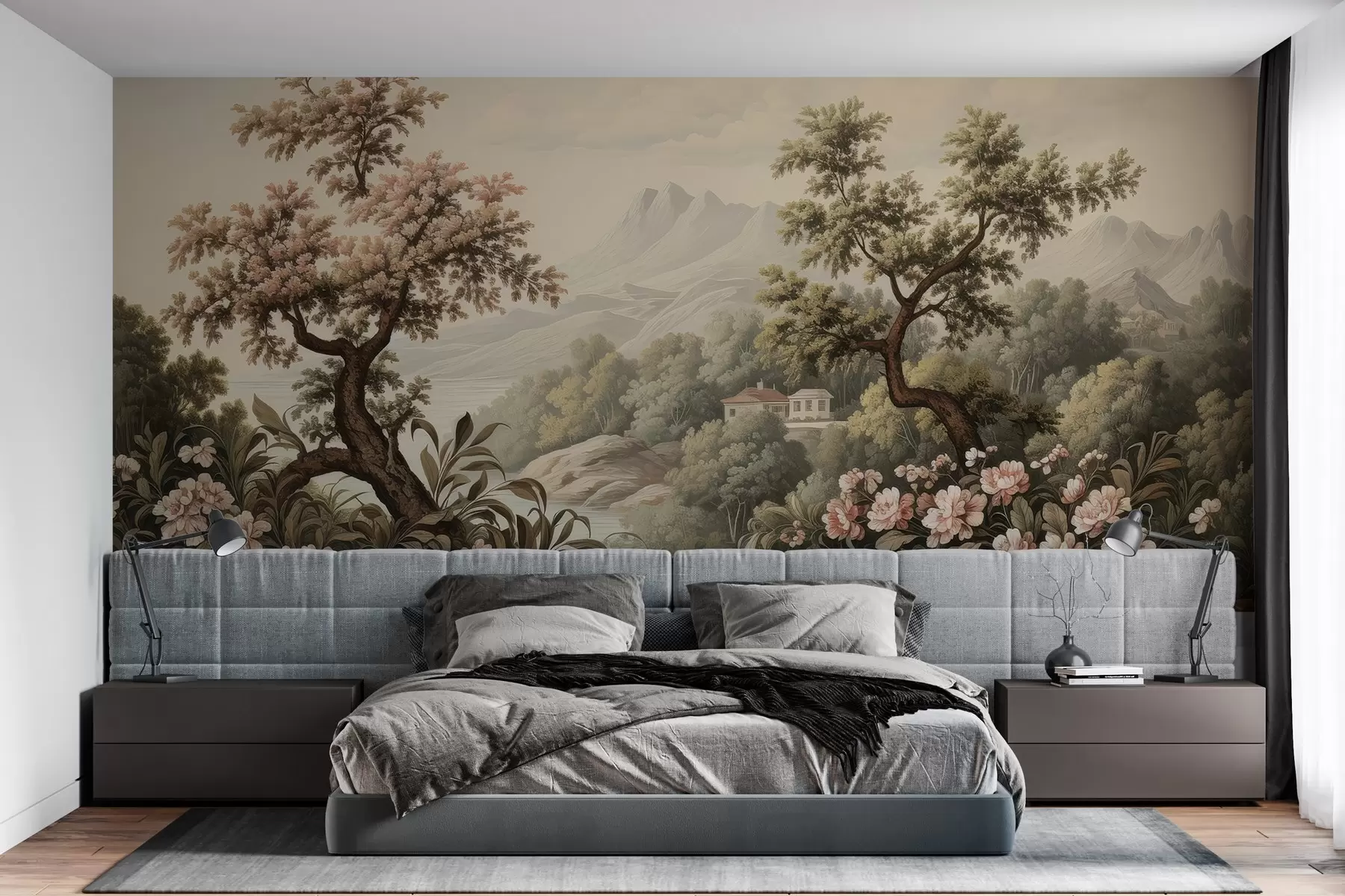 peintures murales Paysage peint dans un style vintage w03560