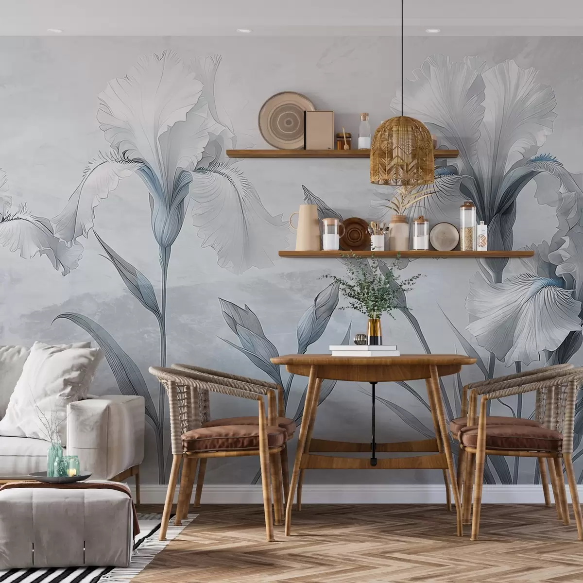 murales Delicados iris dibujándose en la pared w03556v2