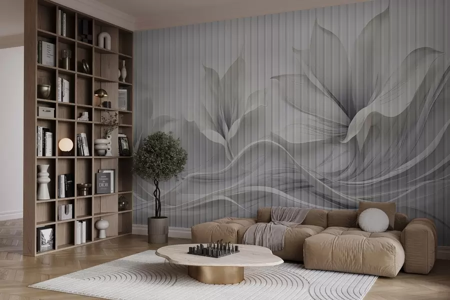 peintures murales Aquarelle de fleurs abstraites derrière une vitre w03563