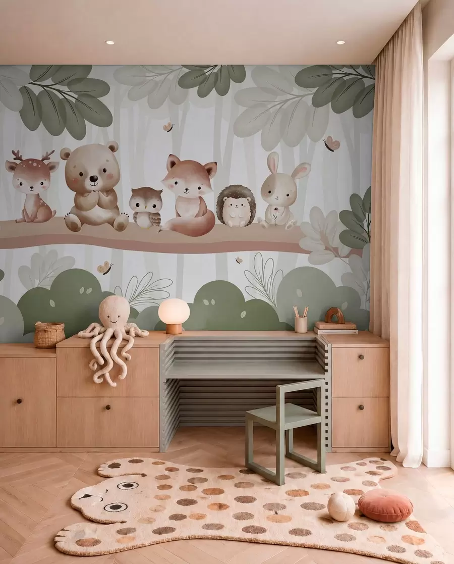 murales Animales del bosque en fila w03411
