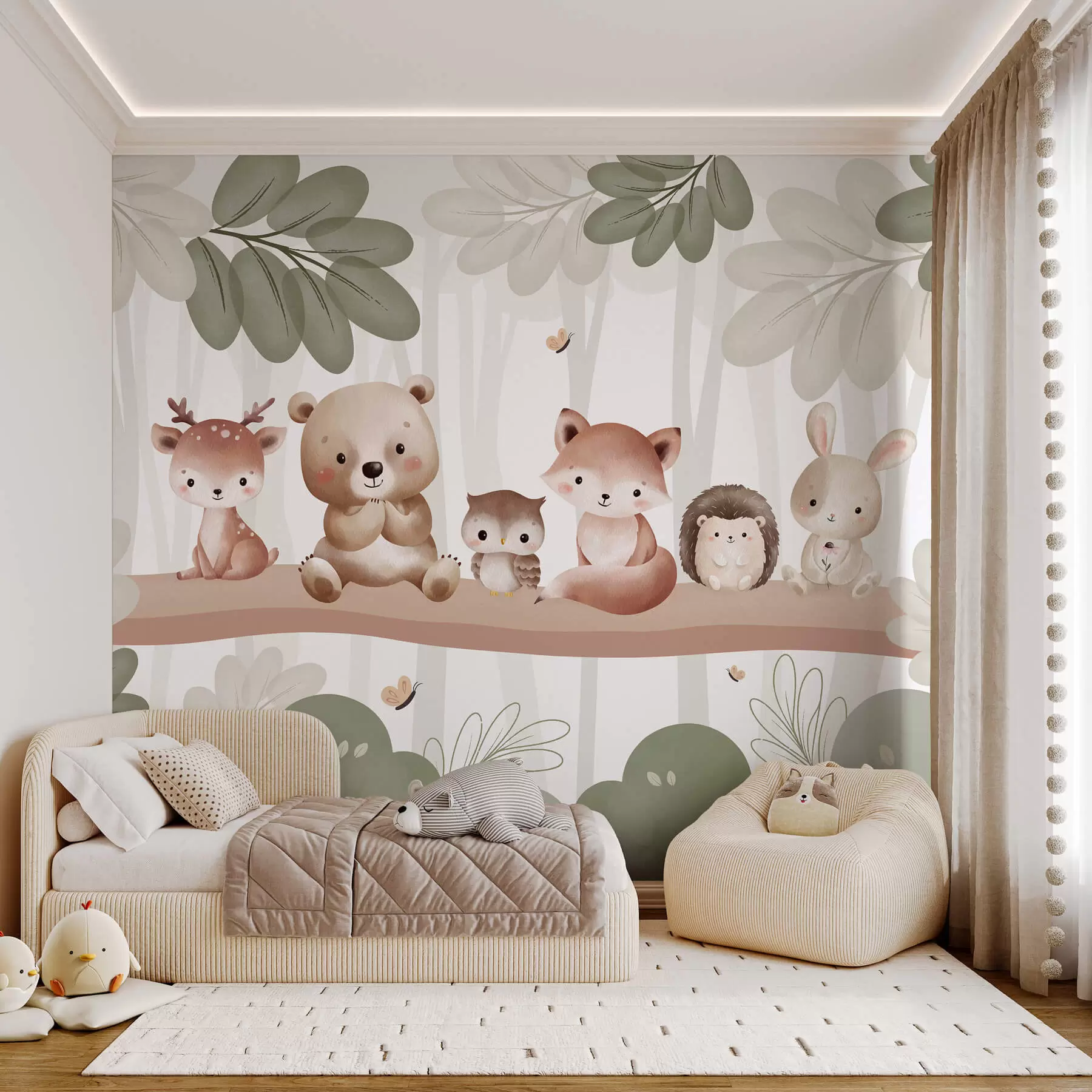 Wall Mural Photo Wallpaper Cute animals in the forest w03411