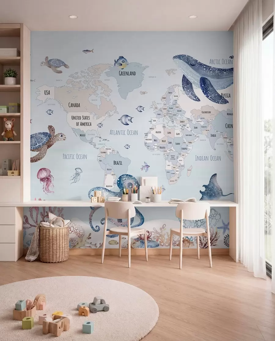 peintures murales Atlas océanique en anglais w03526