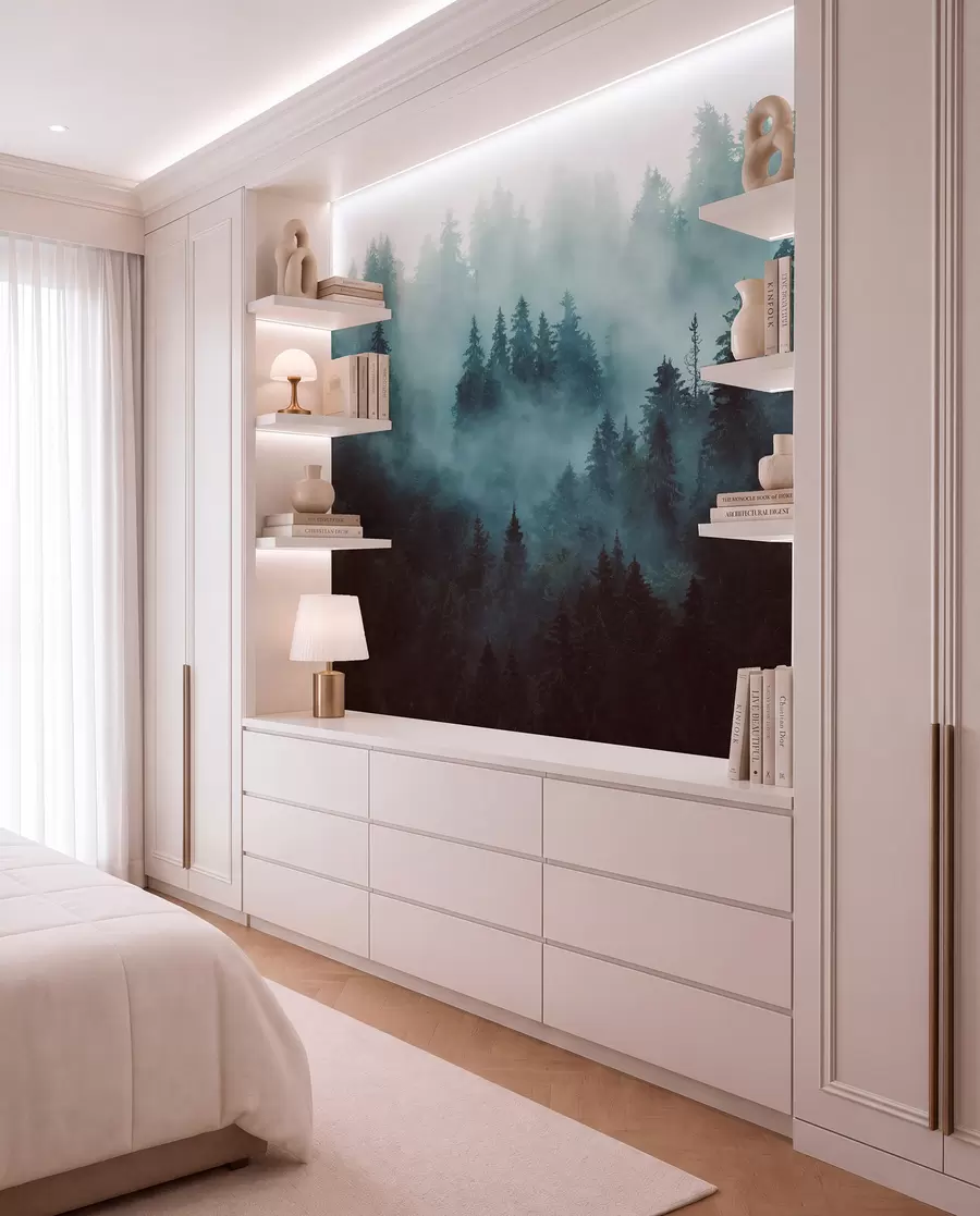 Wall Mural Photo Wallpaper Beautiful forest in the fog u54118