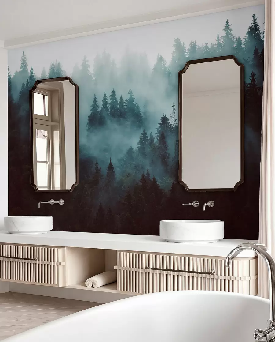 peintures murales Belle forêt dans le brouillard u54118