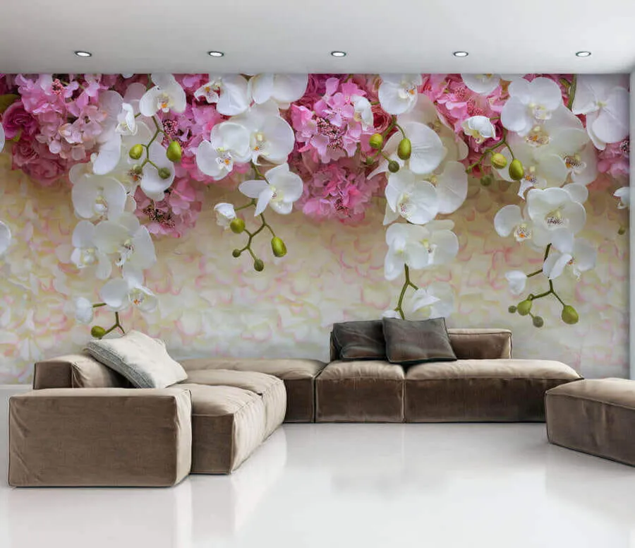 Wall Mural Photo Wallpaper Pink and white flowers on petals u57056