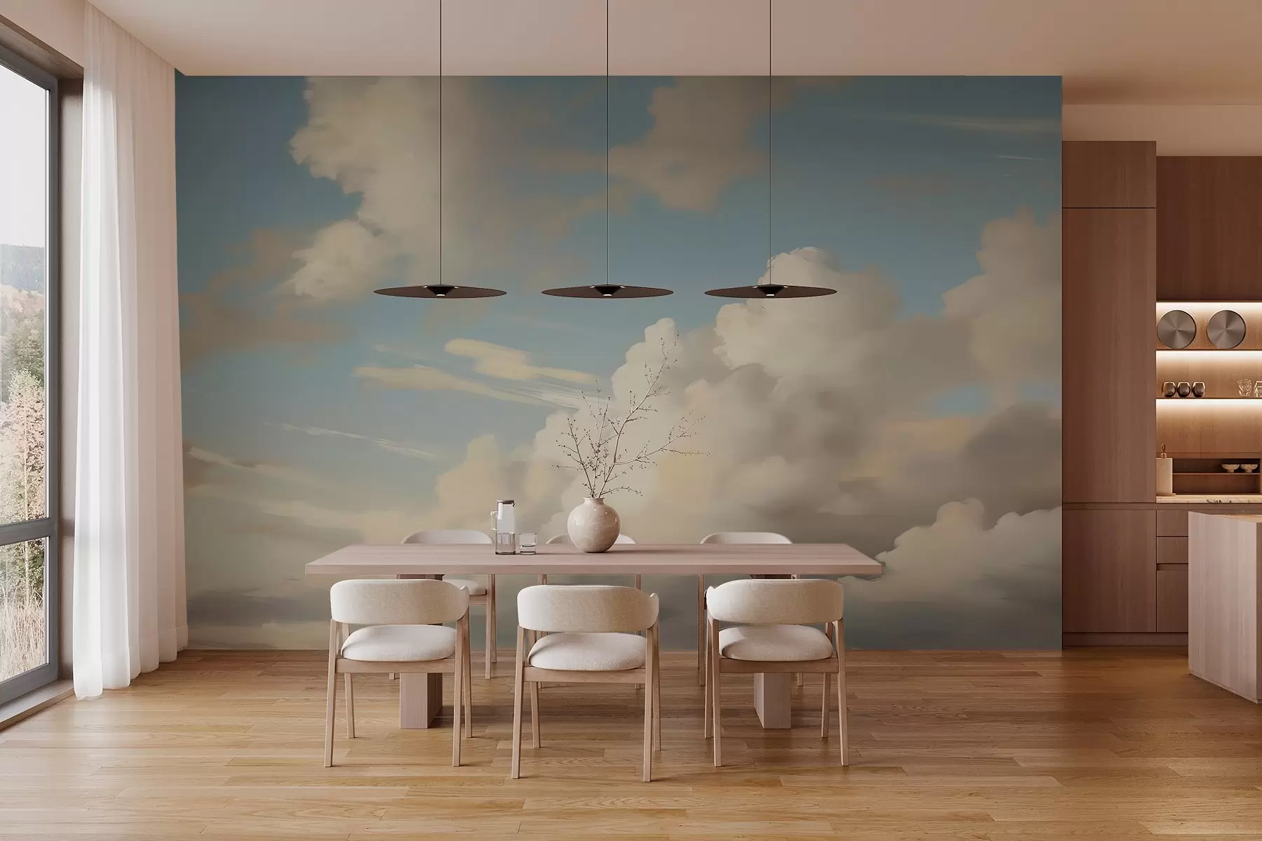 peintures murales Nuages dans le ciel imitation peinture w03567
