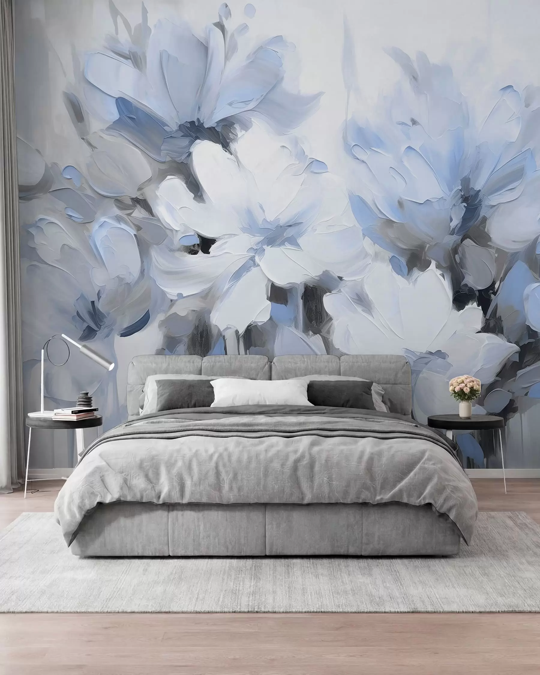 wall murals Abstract flowers in oil painting style in soft tones w03575v2