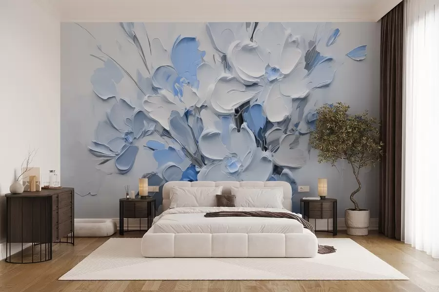 Wall Mural Photo Wallpaper Abstract volumetric flowers in oil painting style w03582v1