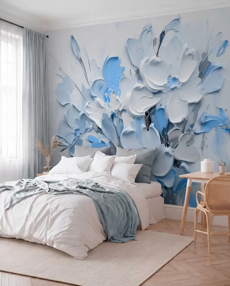 peintures murales Fleurs abstraites volumétriques dans le style de la peinture à l'huile w03582v1