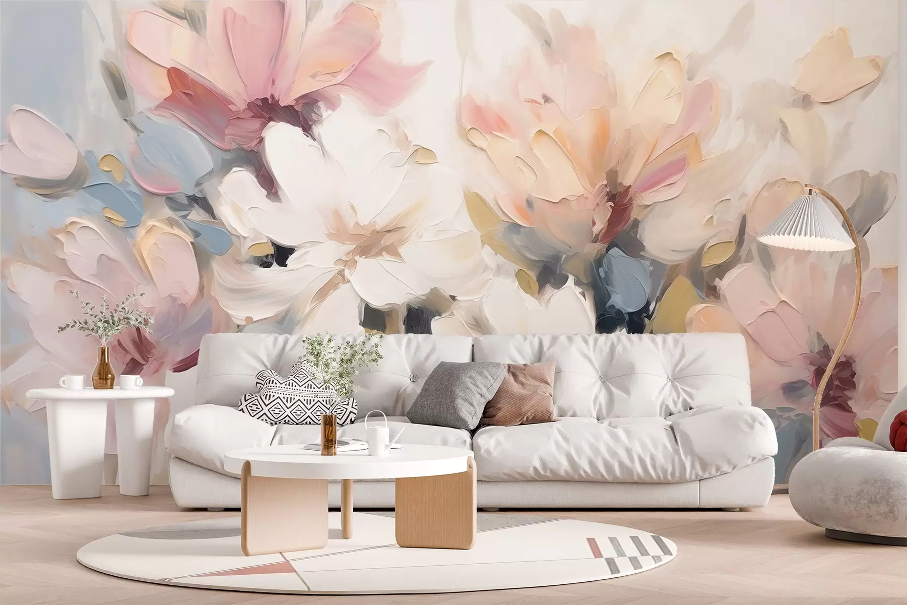 Wall Mural Photo Wallpaper Abstract flowers in oil painting style in soft tones w03575