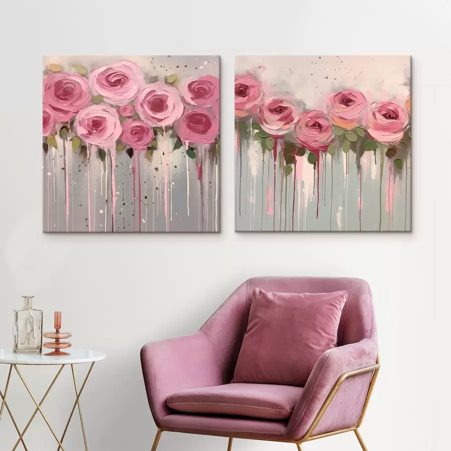 murales Flores rosas con estilo m00442