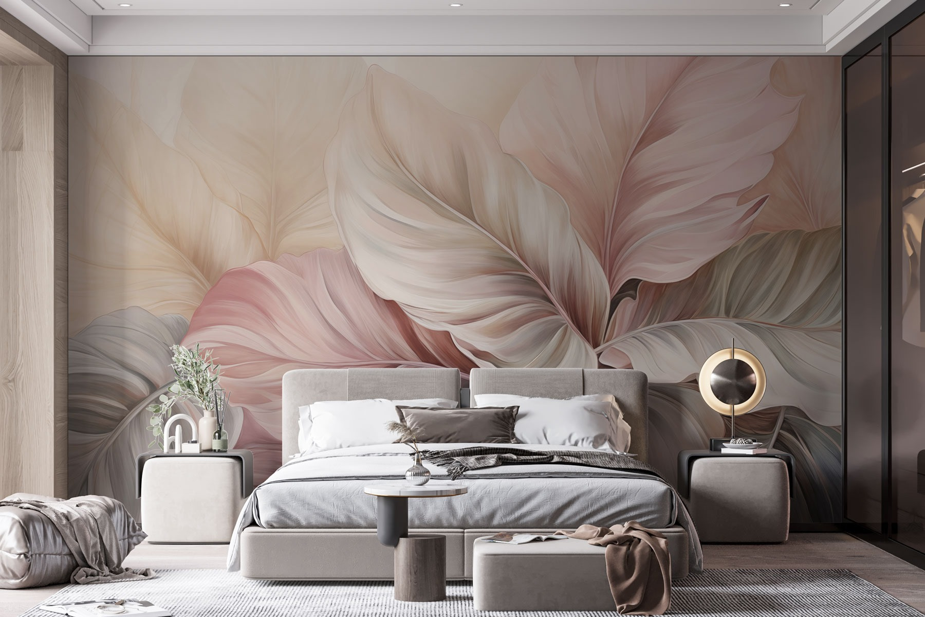 Flowers Wall Murals3D Tropical foliage with shimmering colors Nr. w03597