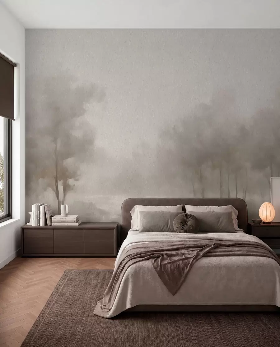 peintures murales Bois dans la brume nacrée w03596v1
