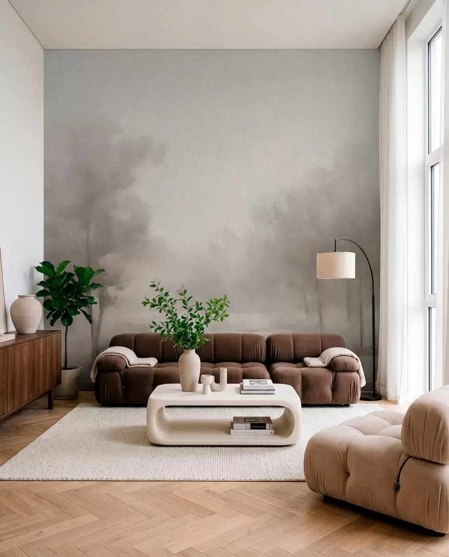 wall murals Woodland in Pearl Mist w03596v1