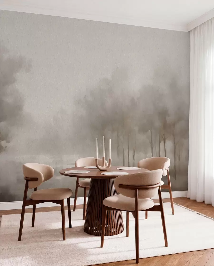 peintures murales Bois dans la brume nacrée w03596v1